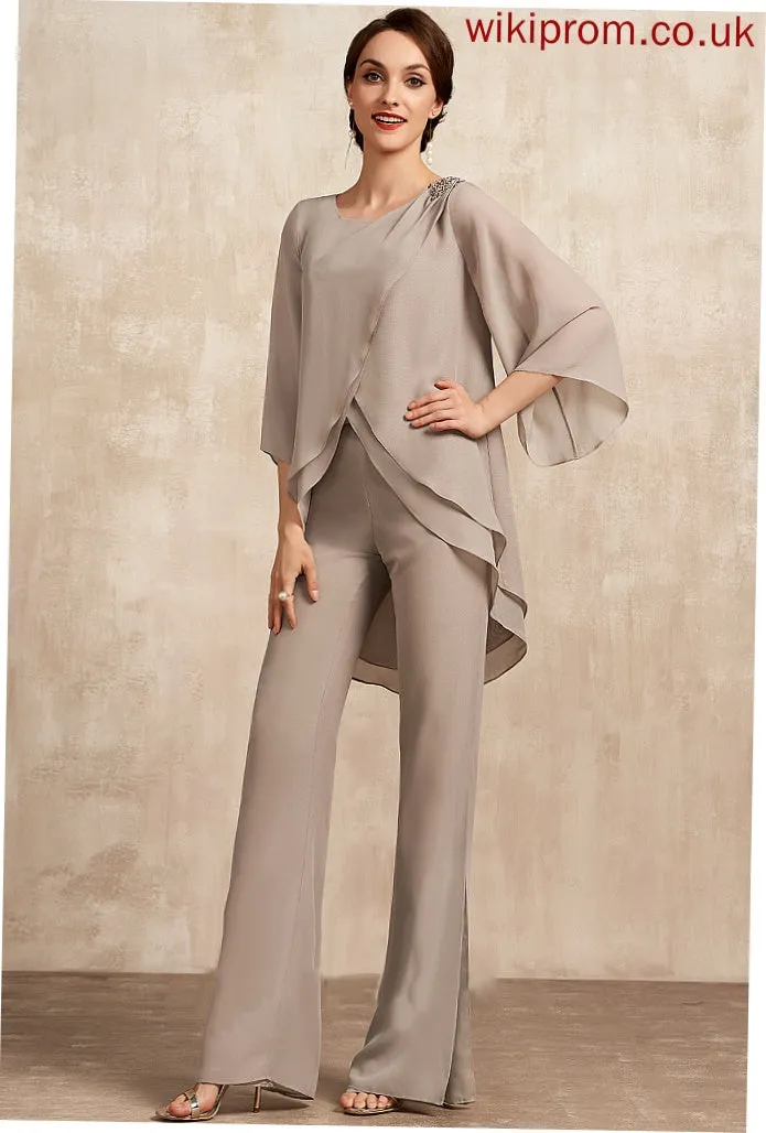 Mother Poll Mother of the Bride Dresses Neck of Floor-Length Bride the Chiffon Jumpsuit/Pantsuit Dress Scoop