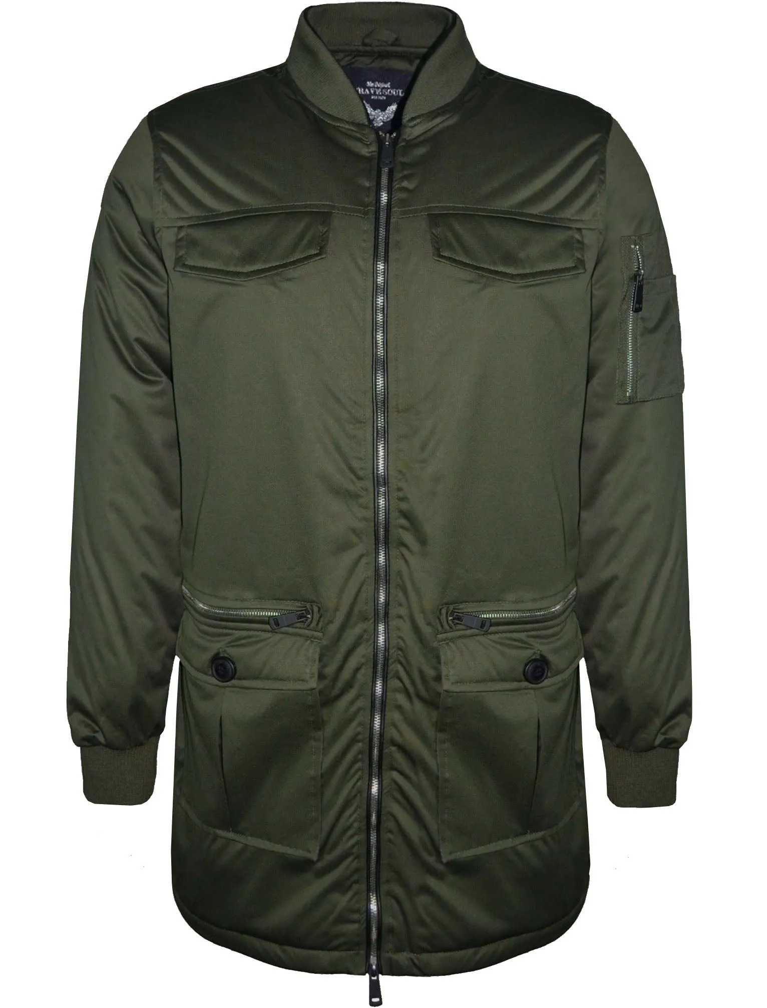 Myles MA1 Longline Bomber Jacket In Khaki