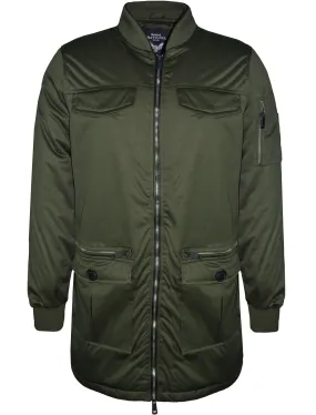 Myles MA1 Longline Bomber Jacket In Khaki
