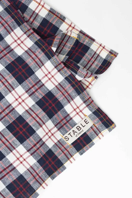 Navy Check Polly Headscarf/Neck Scarf