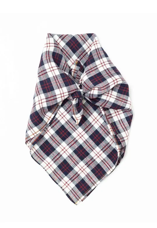 Navy Check Polly Headscarf/Neck Scarf