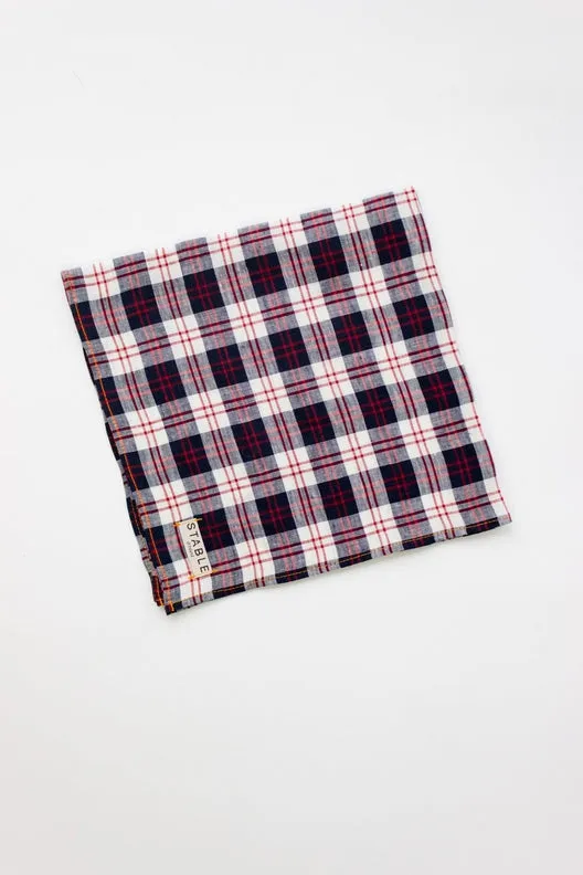 Navy Check Polly Headscarf/Neck Scarf