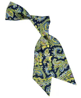 Navy, Green and Yellow Paisley Pattern Womens Tie