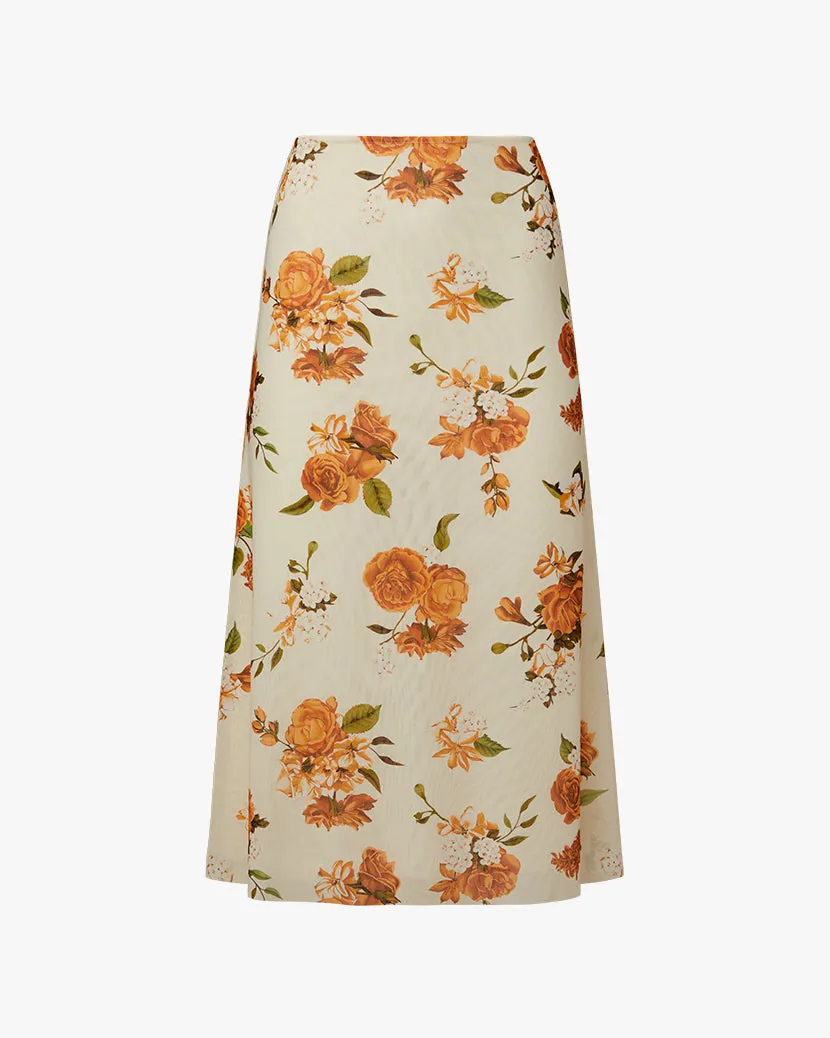 Neutral Floral Midi Skirt