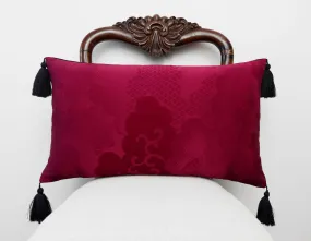 Obi cushion - crimson silk.  Vintage silk obi brocade.