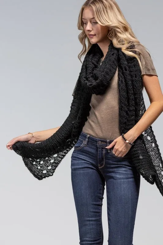 Open Knit Long Scarf
