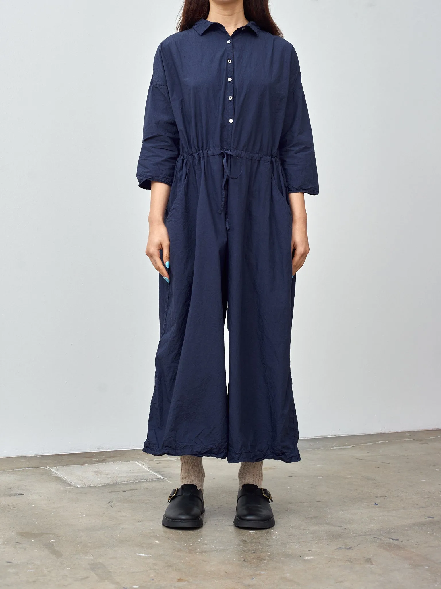 Oversized Collar Jumpsuit TC - Navy