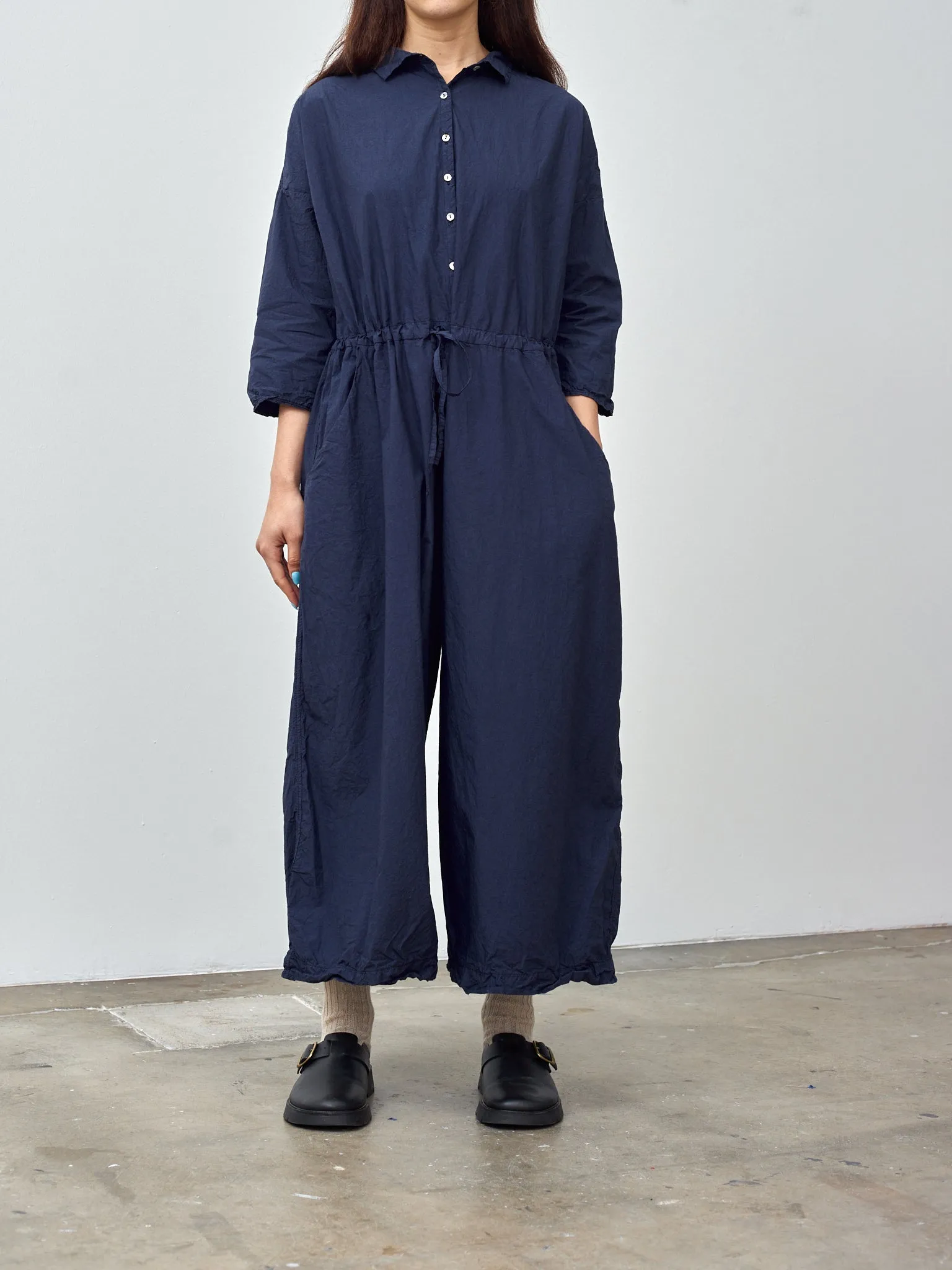 Oversized Collar Jumpsuit TC - Navy