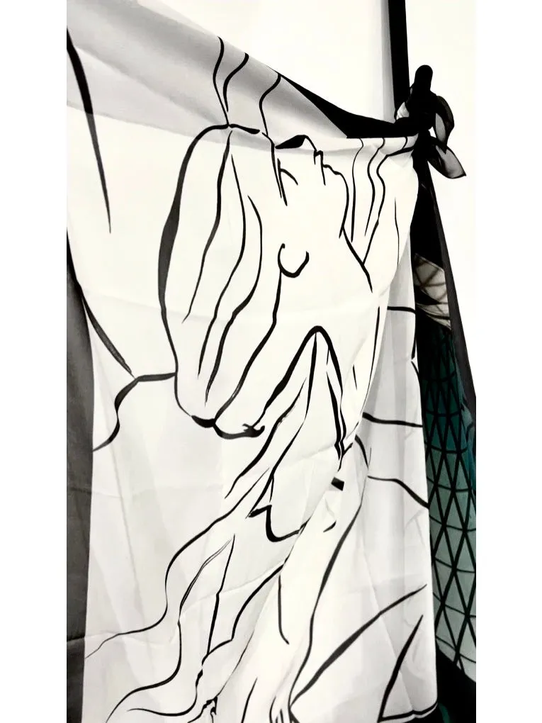 Oversized Silk Scarf in Roman Mural in Paris by Jessica Murray