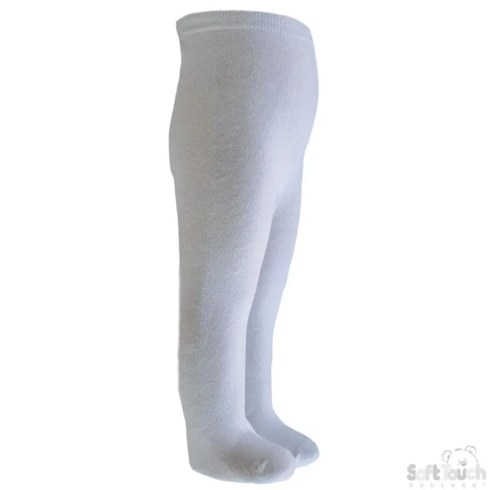Plain White Cotton Tights - NB-3 Months - ( T80-W)