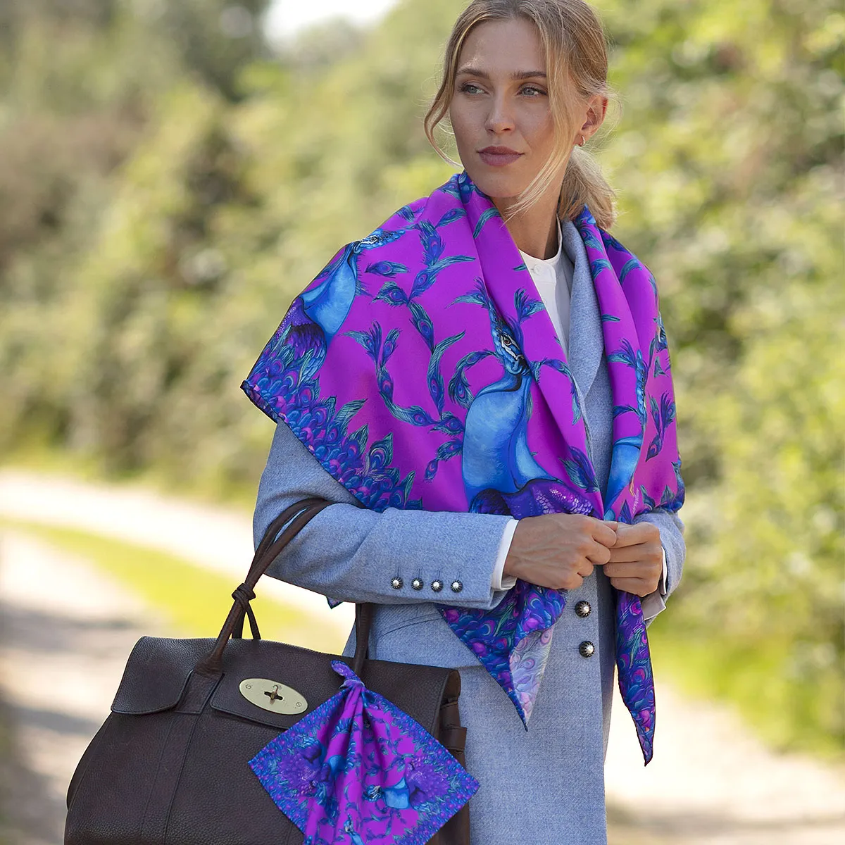 Pluming Marvellous Fandango Pink Large Square Silk Scarf