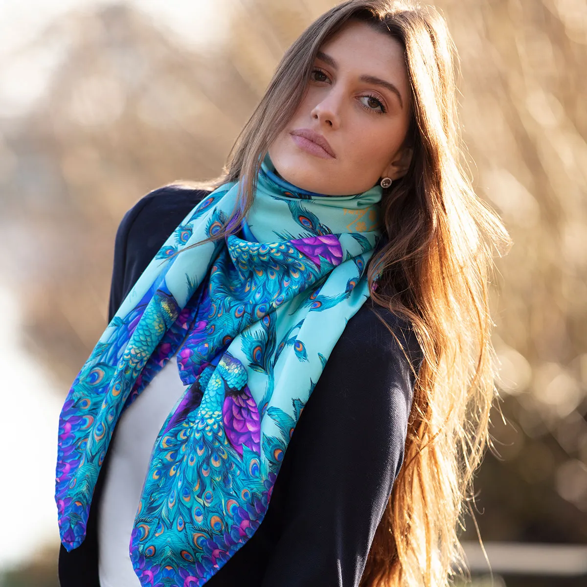 Pluming Marvellous Topaz Large Square Silk Scarf