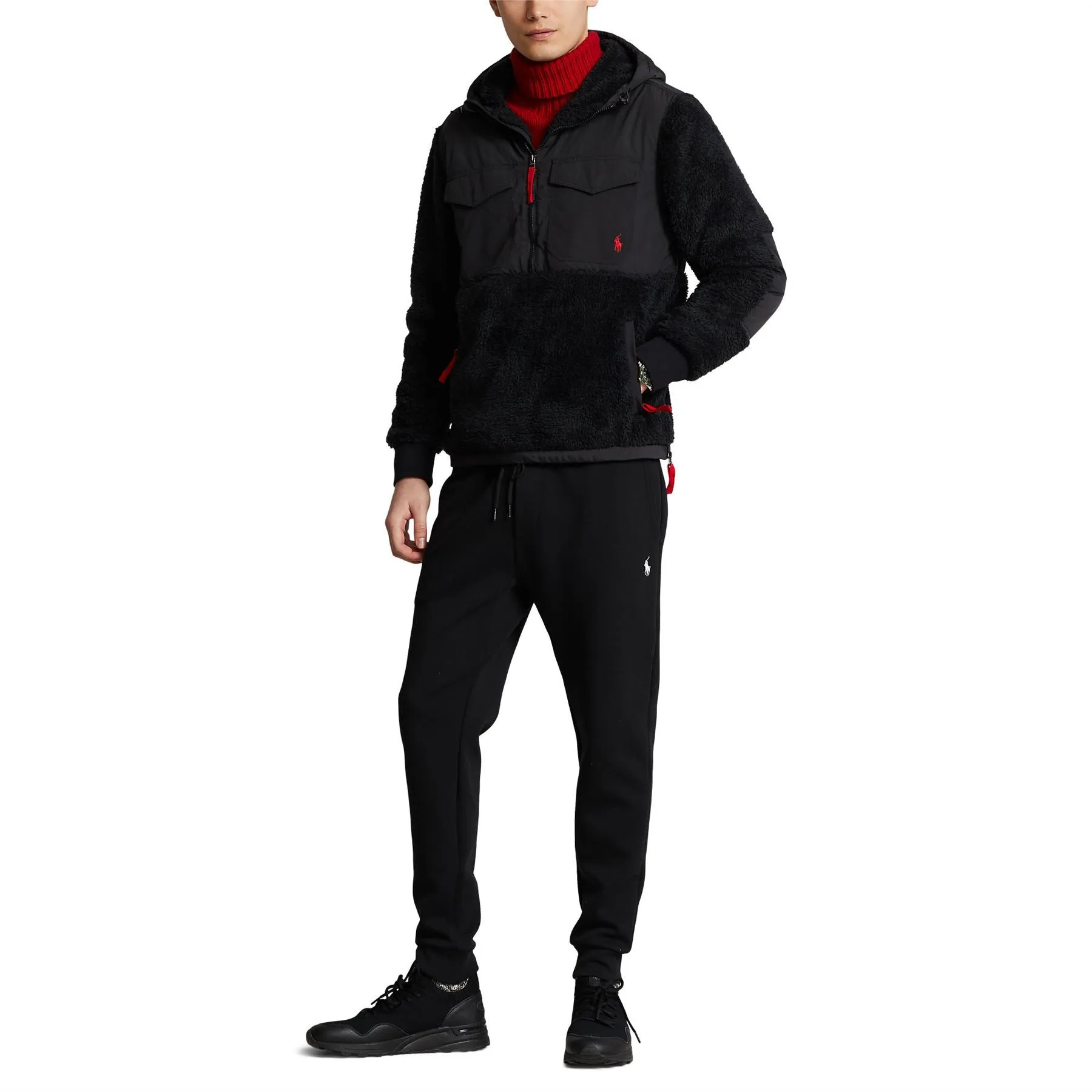 Polo Golf Knitted Hooded Fleece Polo Black - AW23