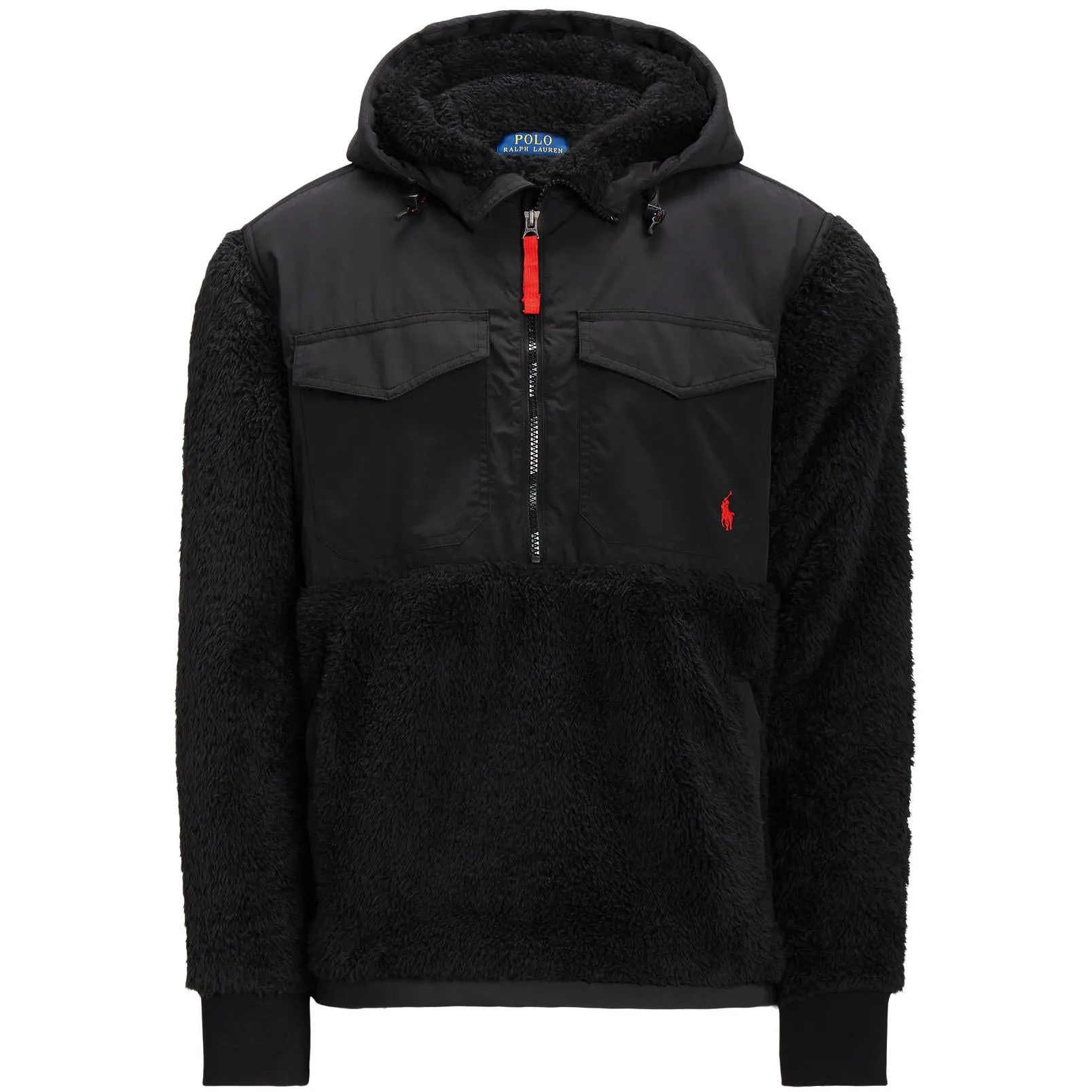Polo Golf Knitted Hooded Fleece Polo Black - AW23