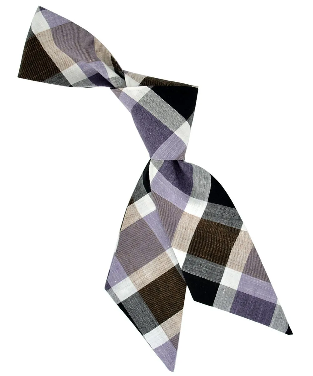 Purple, Taupe and Black Plaid Women's Hair Tie
