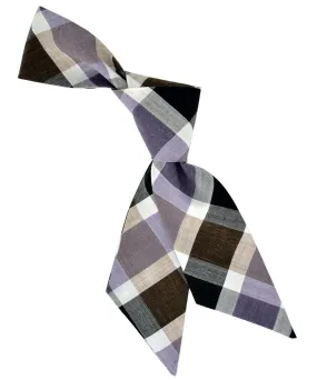 Purple, Taupe and Black Plaid Women's Hair Tie