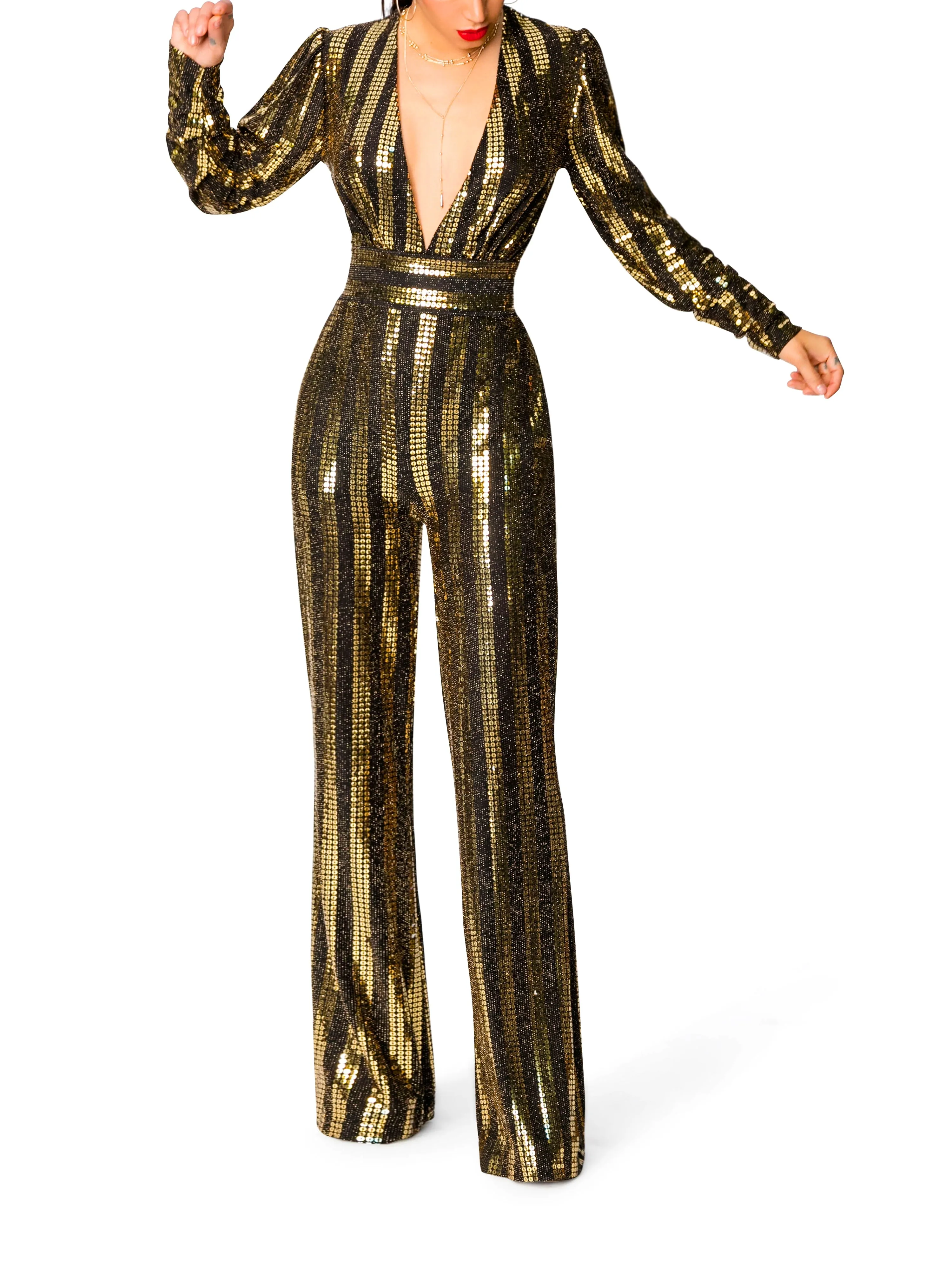 "Star" Gold and Black Jumpsuit