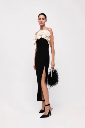 Rachel Gilbert Lavina Midi Dress Black/Ivory Size 10