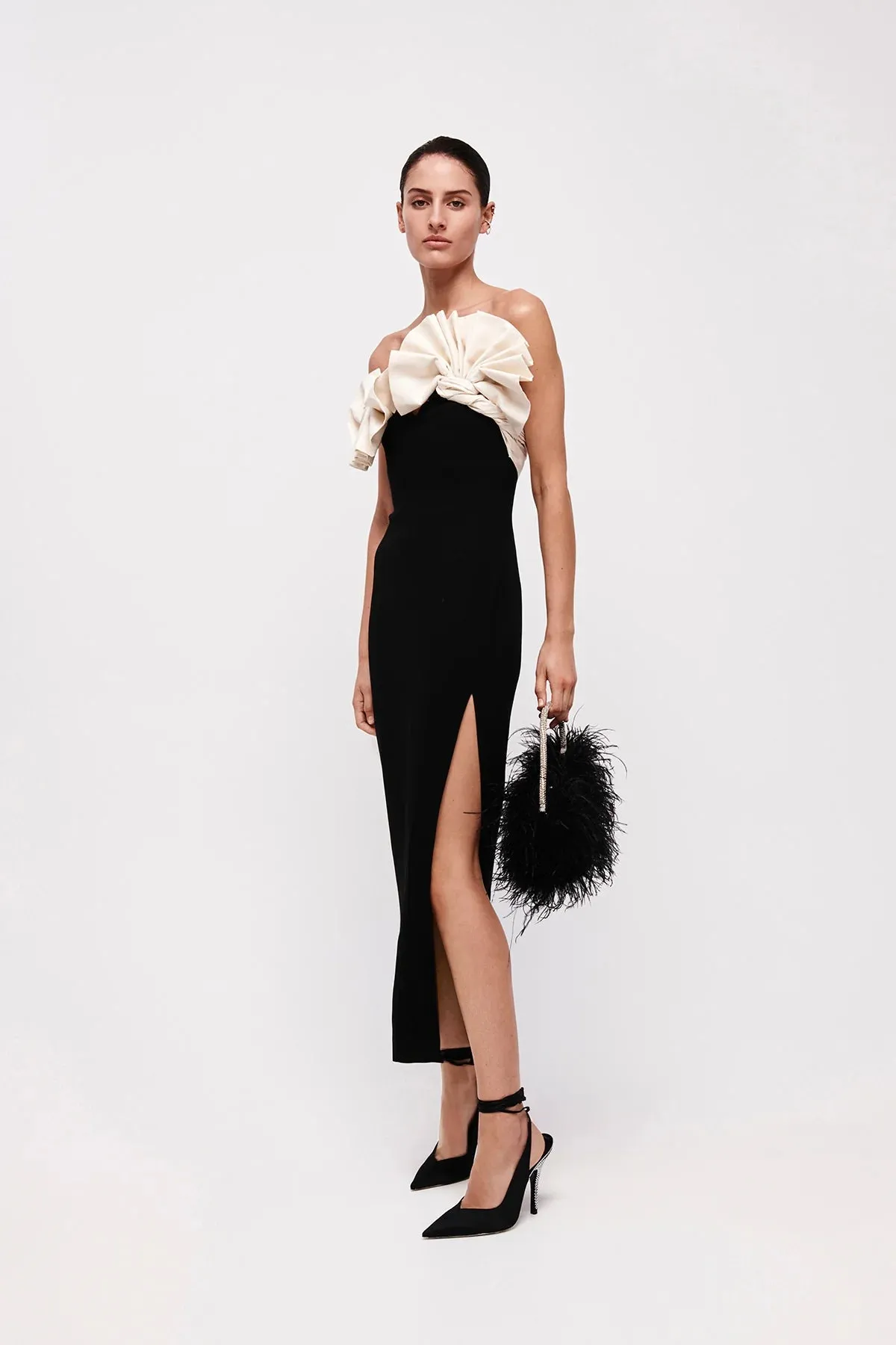 Rachel Gilbert Lavina Midi Dress Black/Ivory Size 10