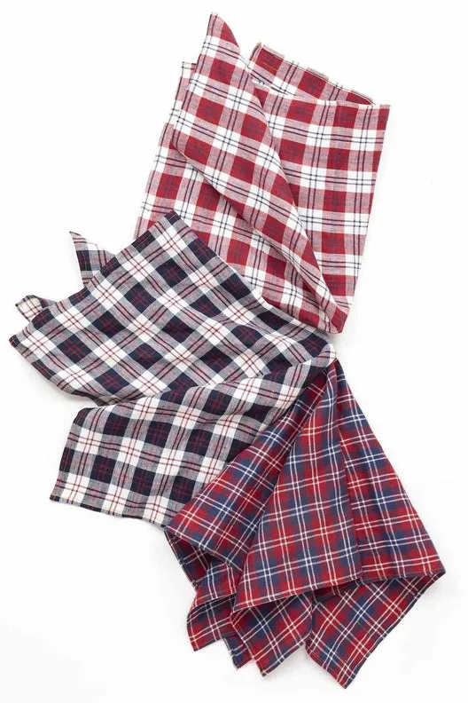 Red & Navy Check Polly Headscarf/Neck Scarf