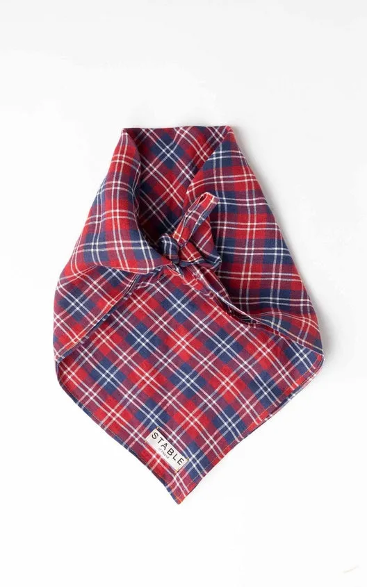 Red & Navy Check Polly Headscarf/Neck Scarf