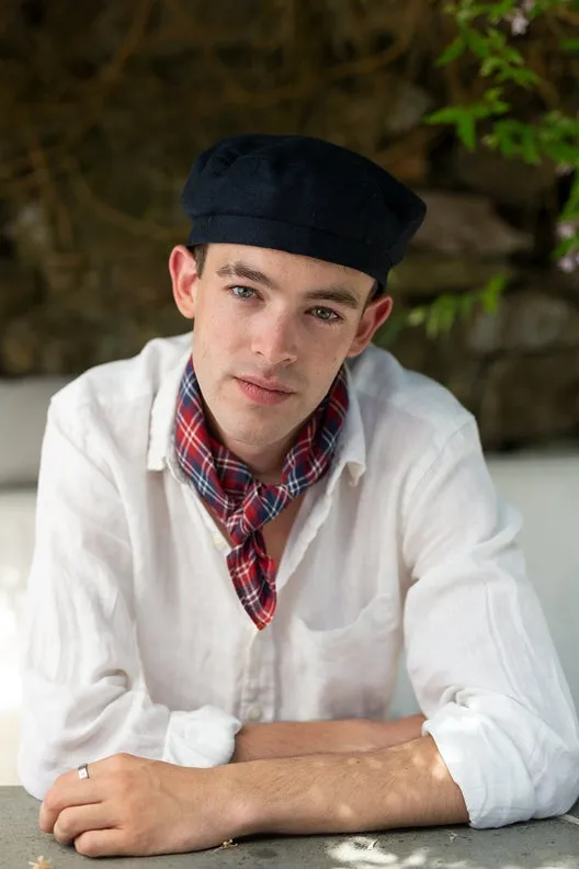 Red & Navy Check Polly Headscarf/Neck Scarf