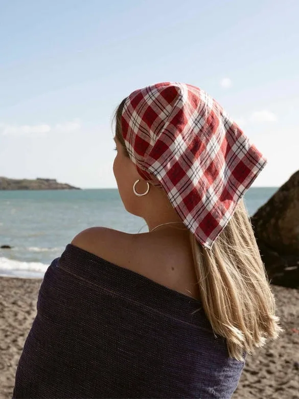 Red Check Polly Headscarf/Neck Scarf