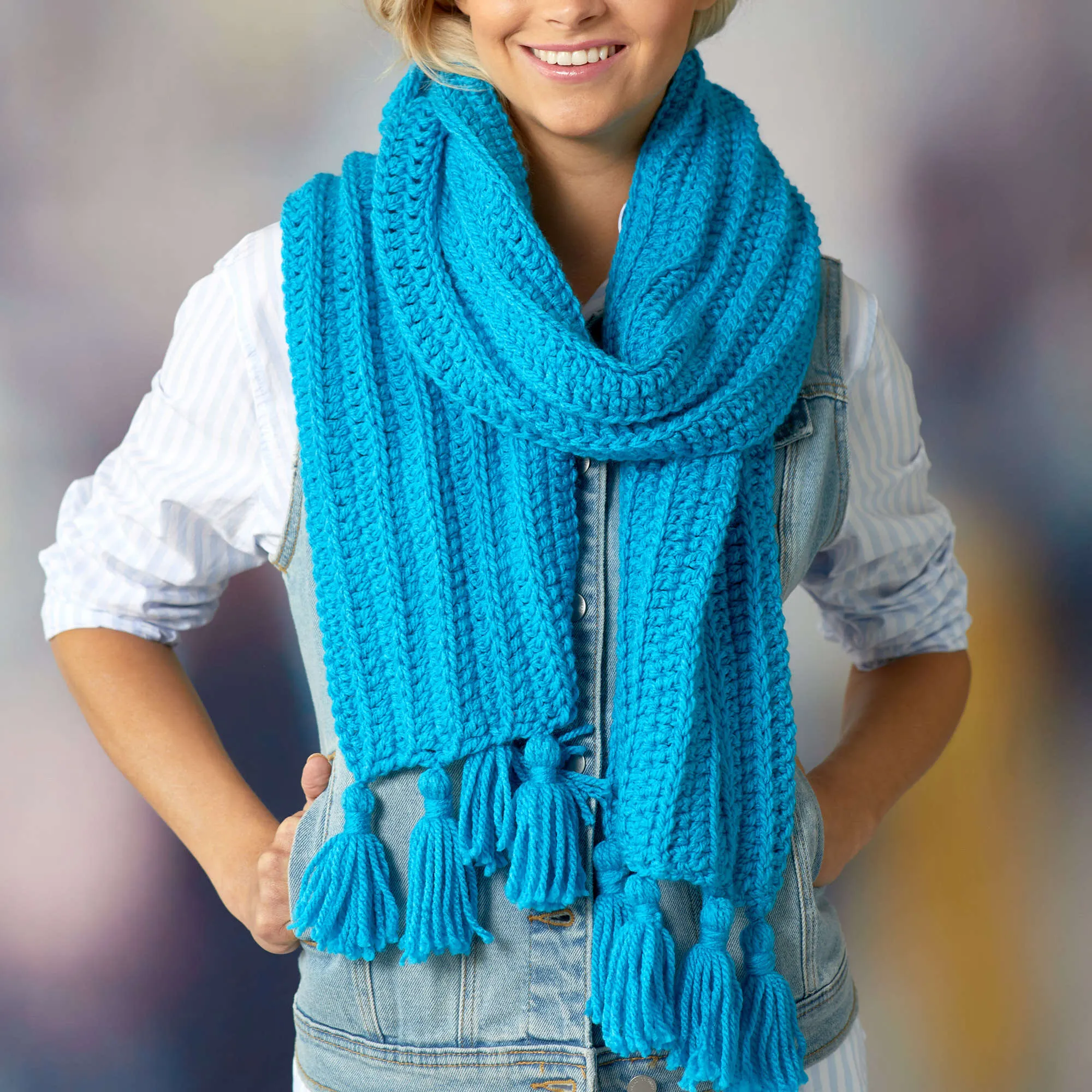 Red Heart Double Crochet Rib Scarf