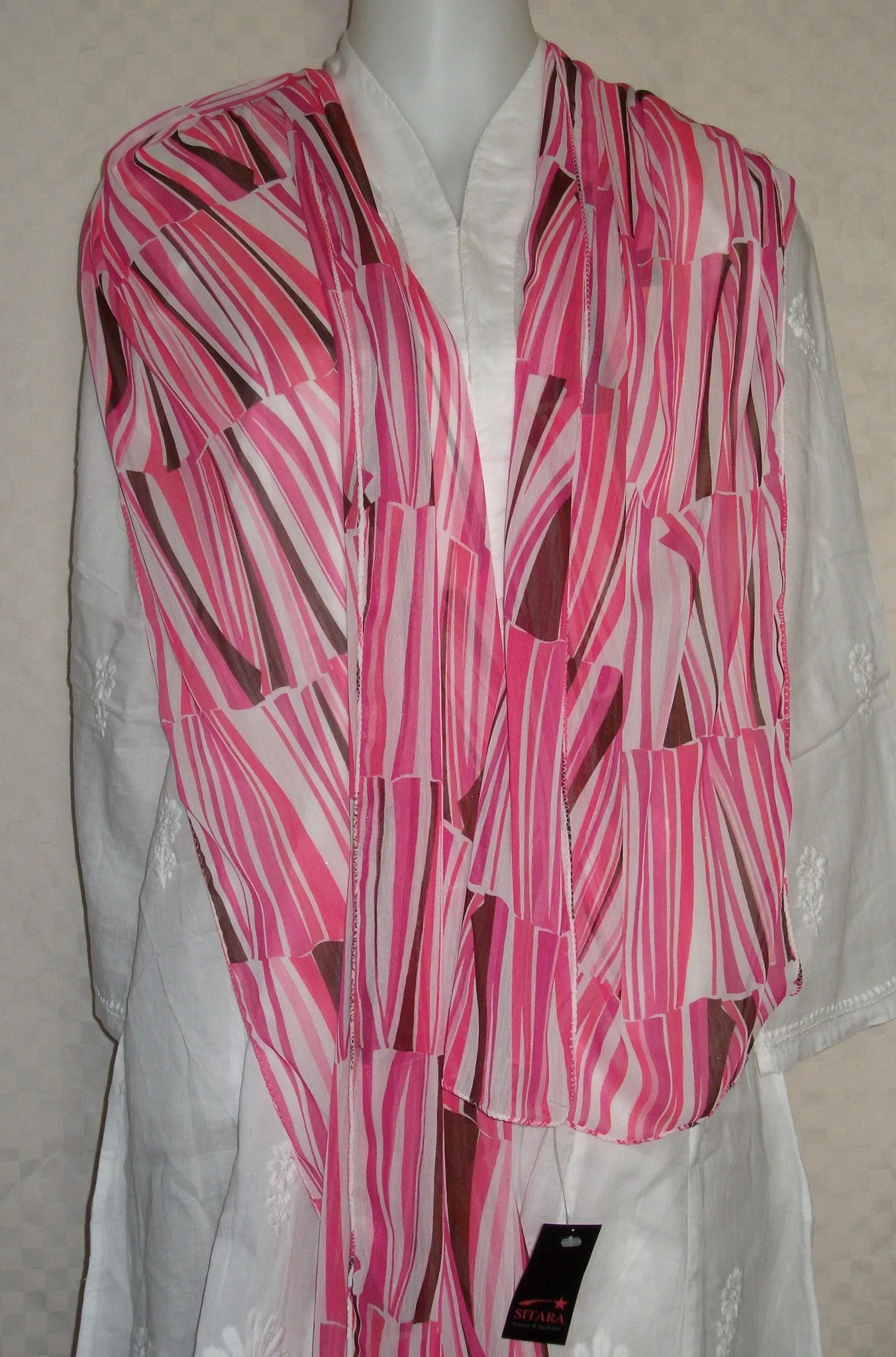 Scarf 2267 Pink Georgette Dupatta Chunni Shawl Shieno