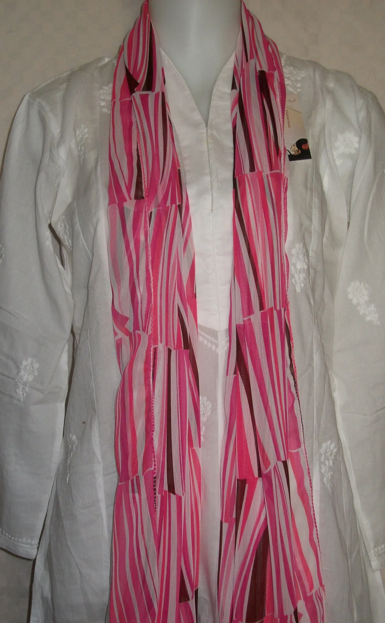 Scarf 2267 Pink Georgette Dupatta Chunni Shawl Shieno