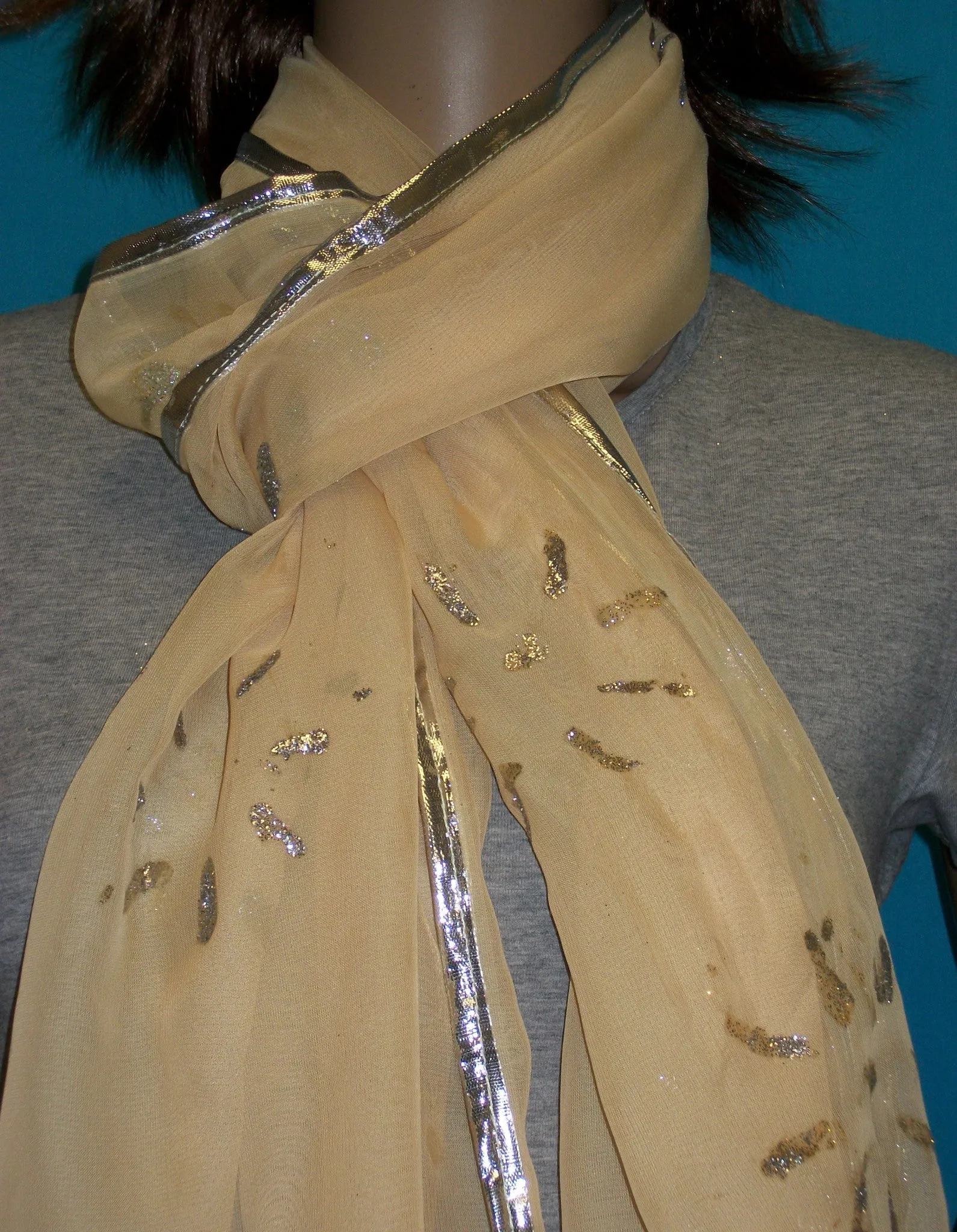 Scarf 2421 Mustard Georgette Dupatta Chunni Shawl Shieno Sarees