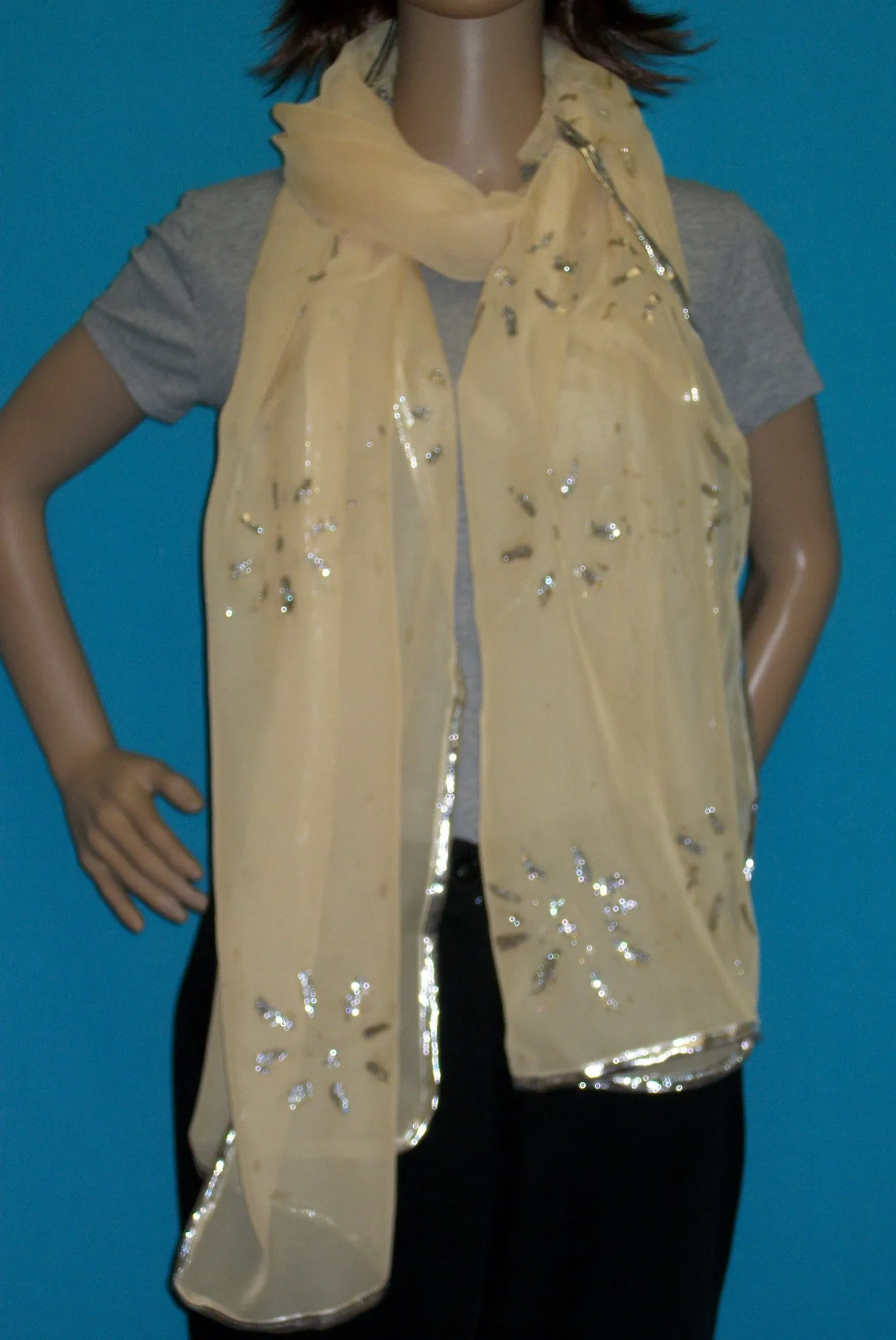 Scarf 2421 Mustard Georgette Dupatta Chunni Shawl Shieno Sarees