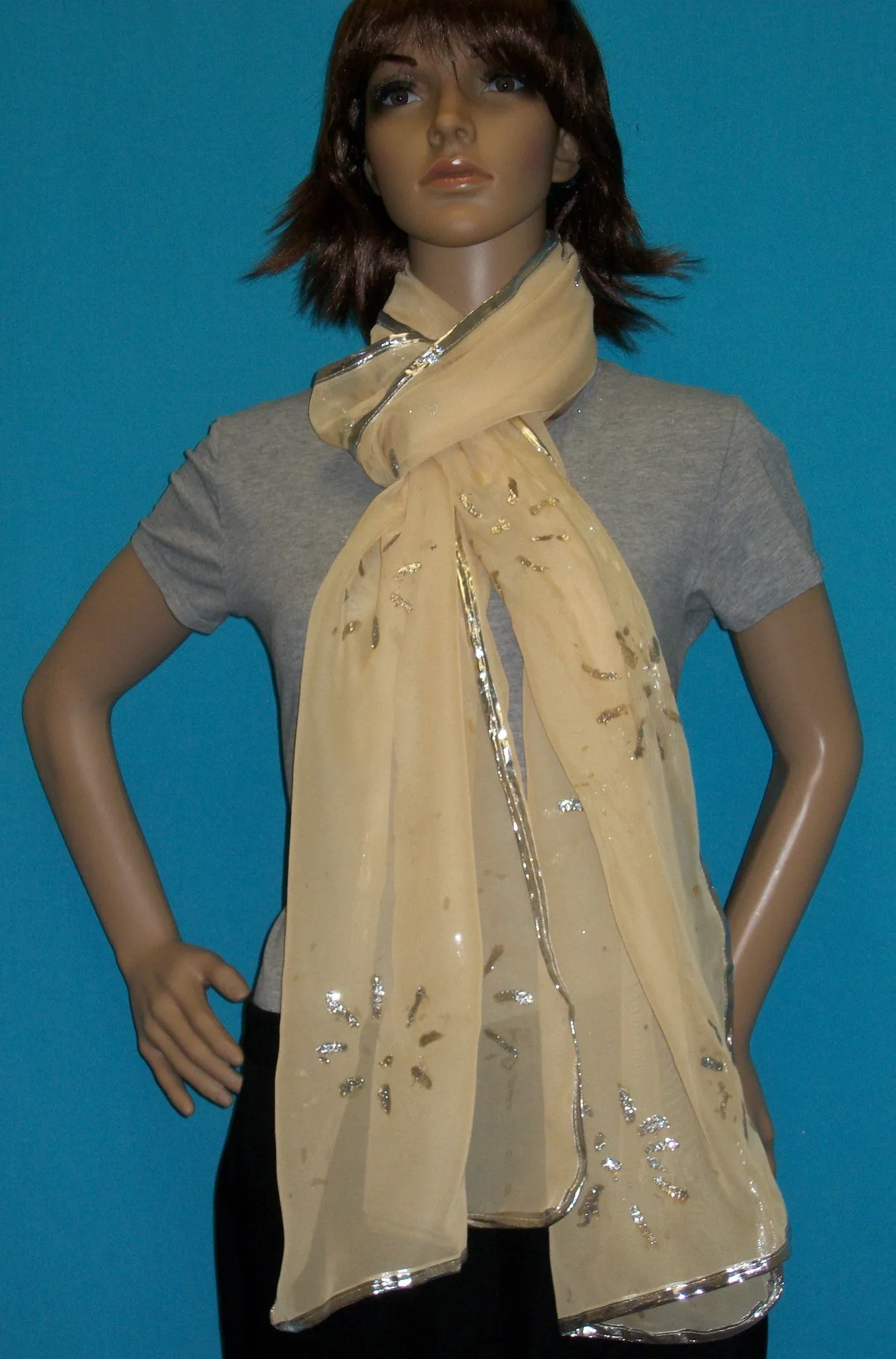 Scarf 2421 Mustard Georgette Dupatta Chunni Shawl Shieno Sarees