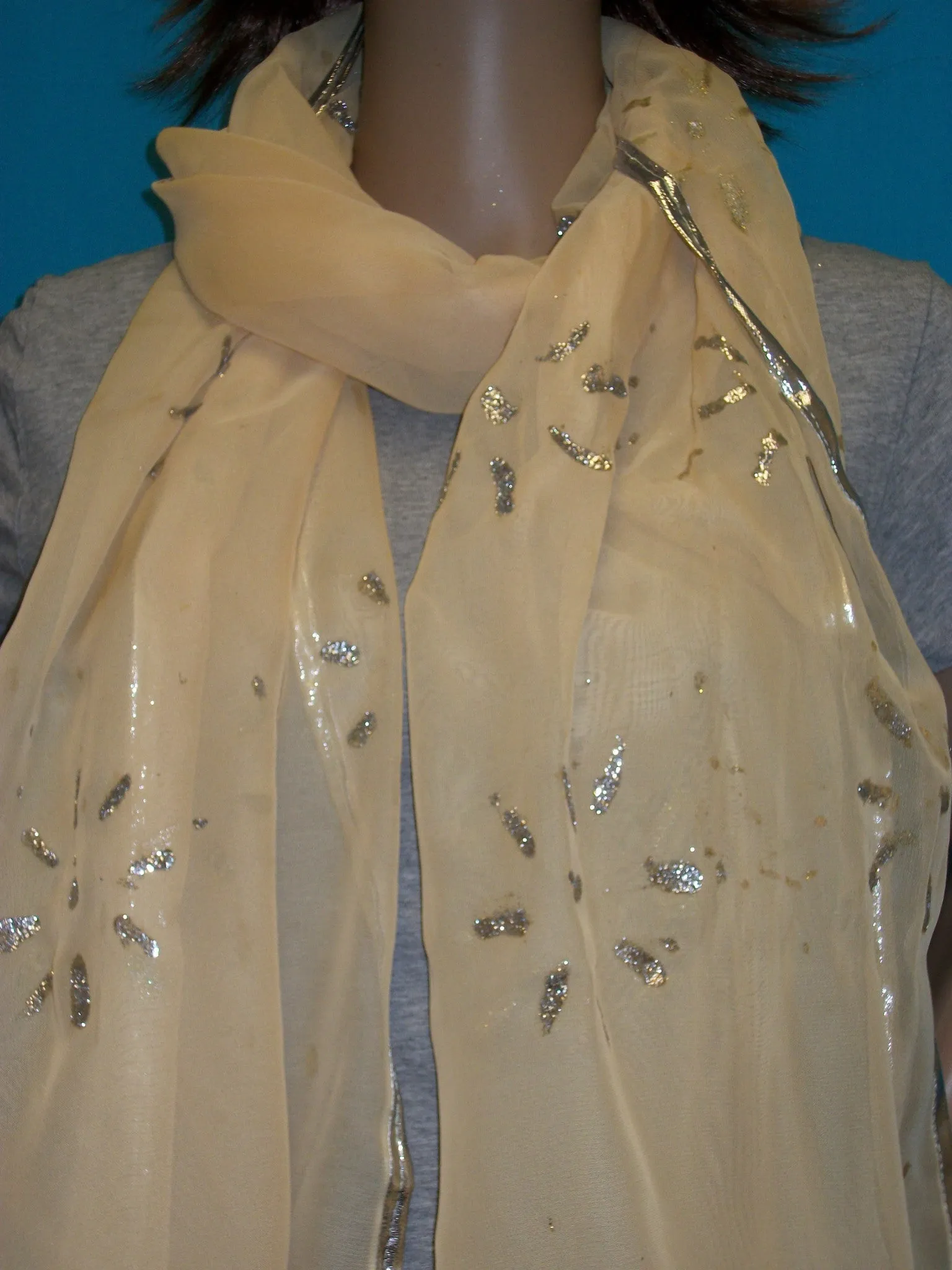 Scarf 2421 Mustard Georgette Dupatta Chunni Shawl Shieno Sarees