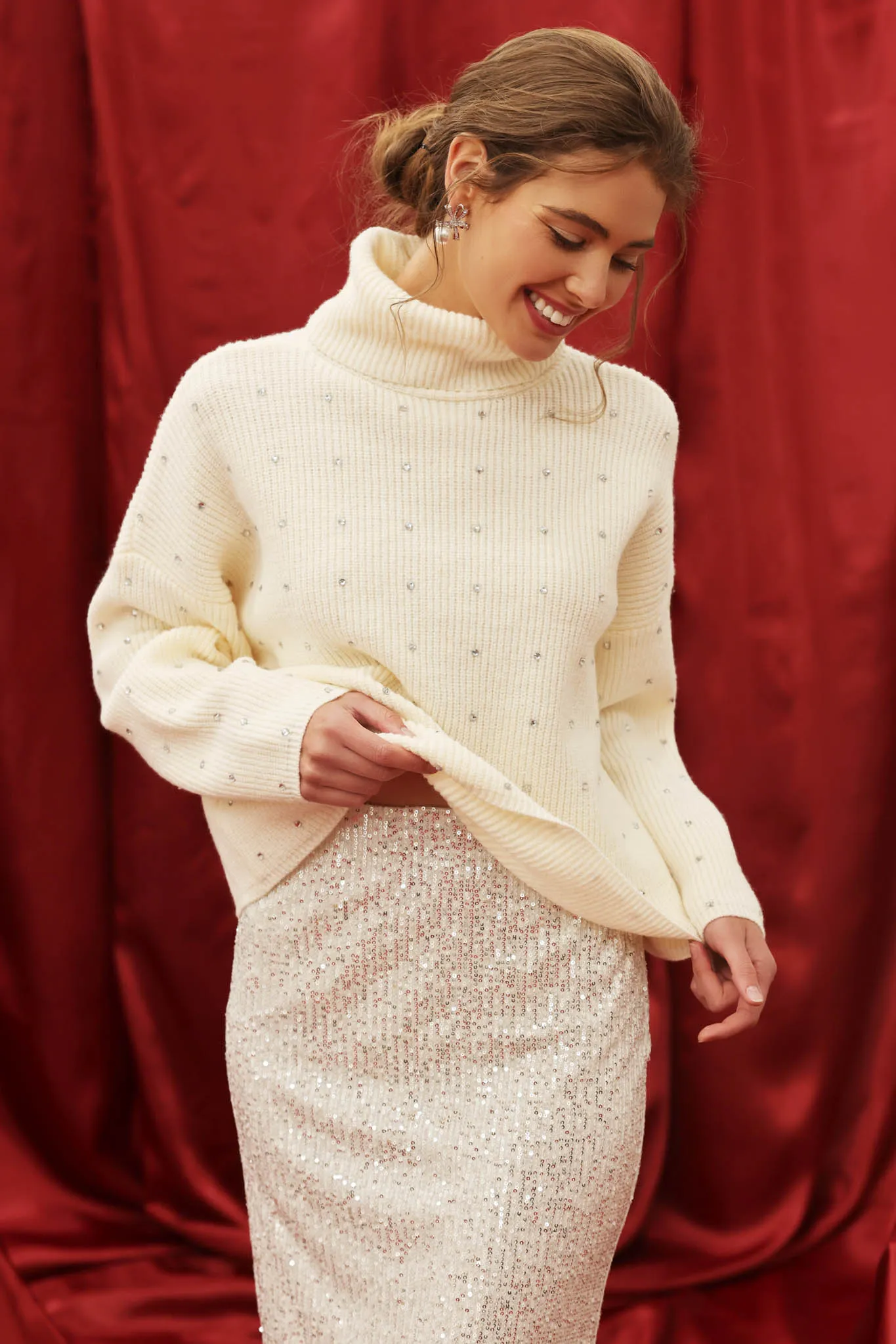 SEQUIN MIDI SKIRT
