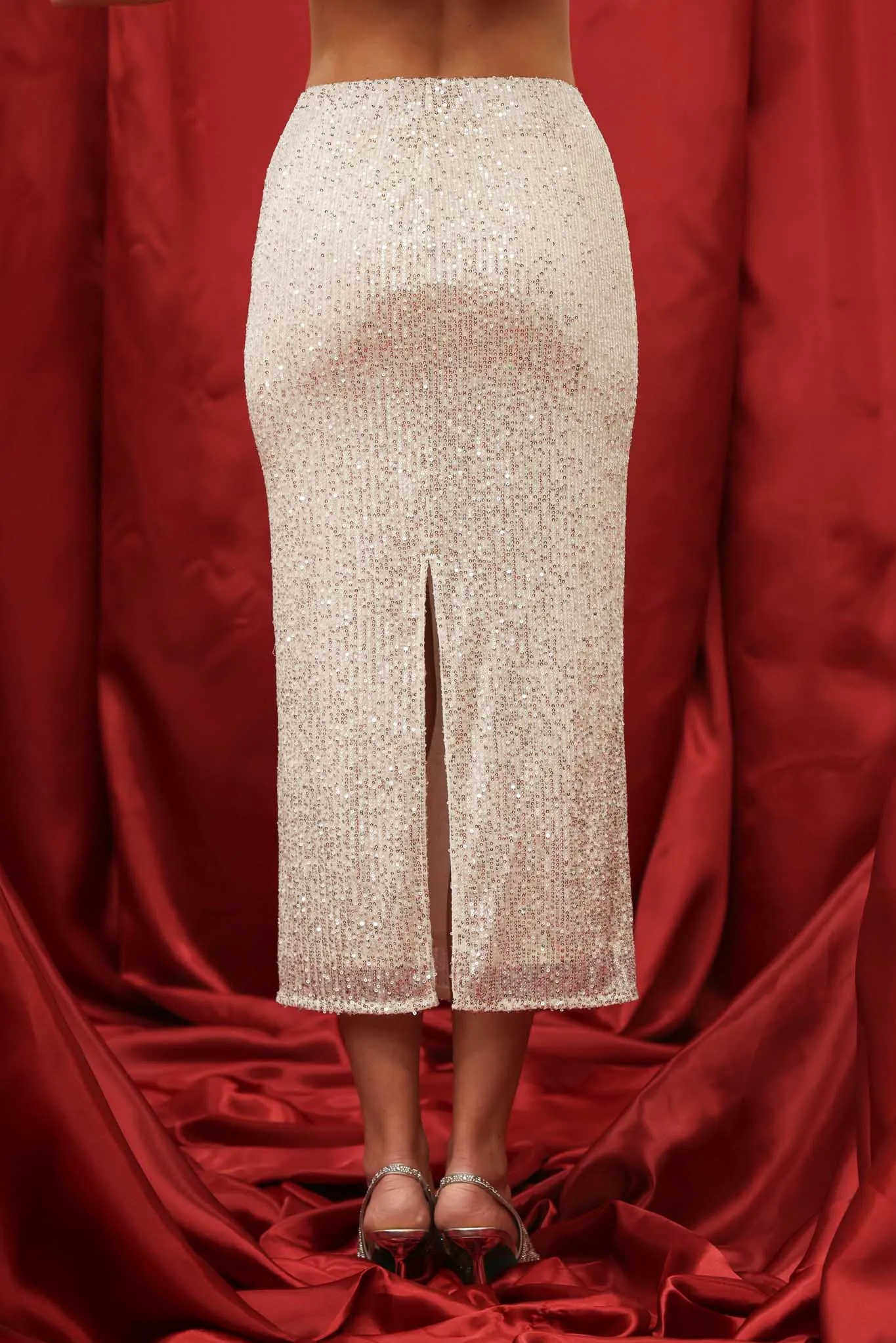 SEQUIN MIDI SKIRT