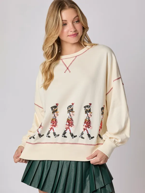 Sequin Soldier Christmas Sweater Holiday Sweatshirt