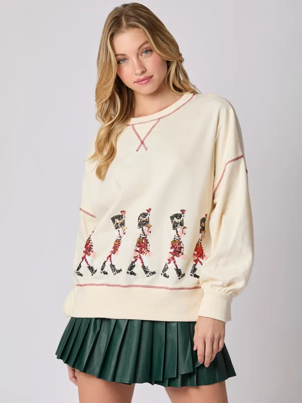 Sequin Soldier Christmas Sweater Holiday Sweatshirt
