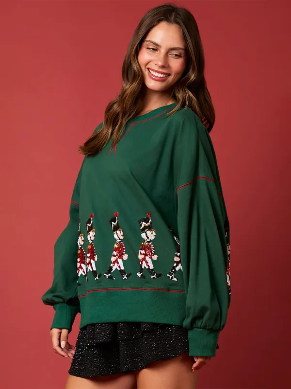 Sequin Soldier Christmas Sweater Holiday Sweatshirt