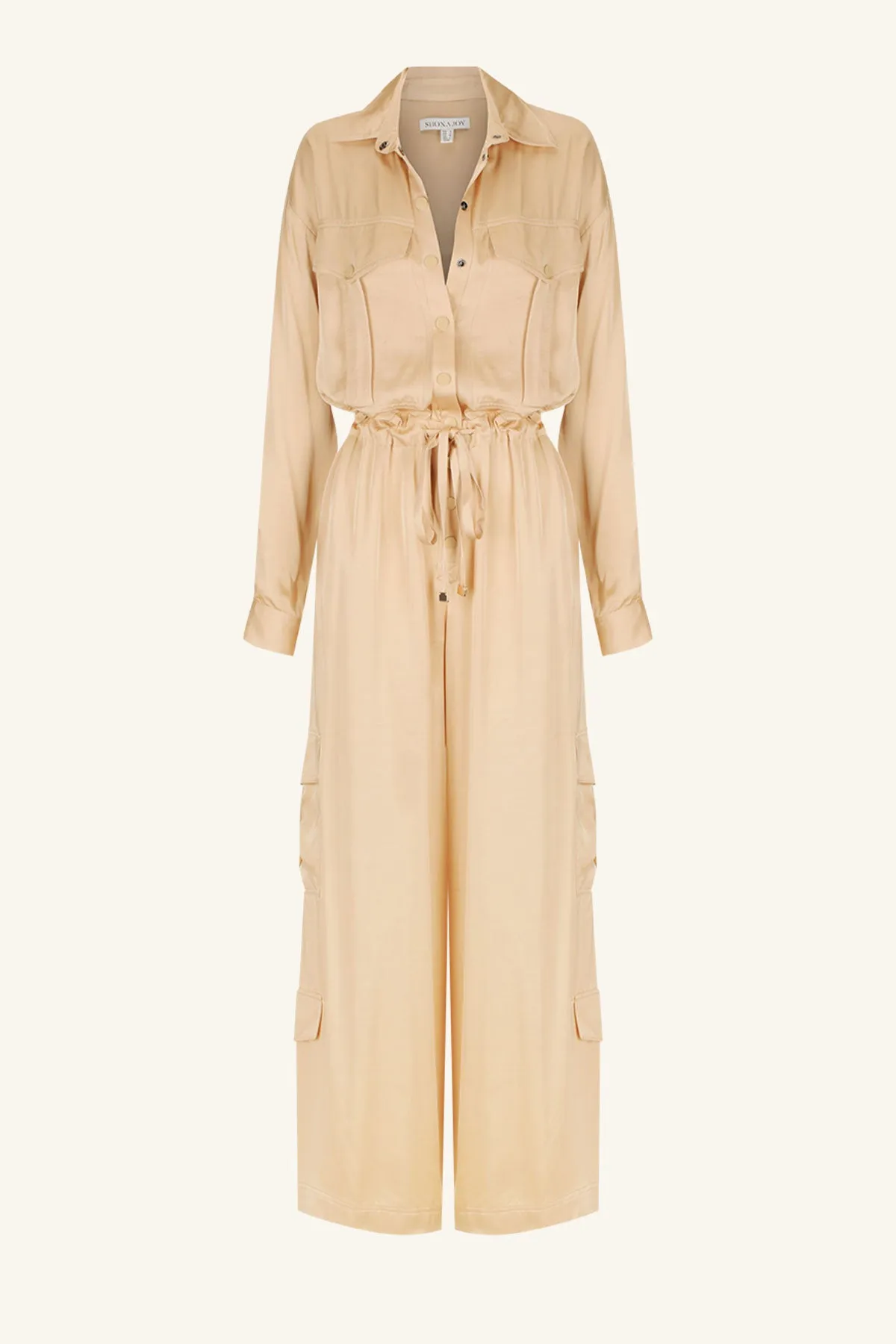 SHAE DRAWSTRING UTILITY JUMPSUIT - OAT