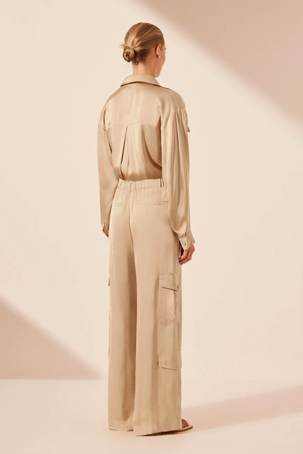 SHAE DRAWSTRING UTILITY JUMPSUIT - OAT
