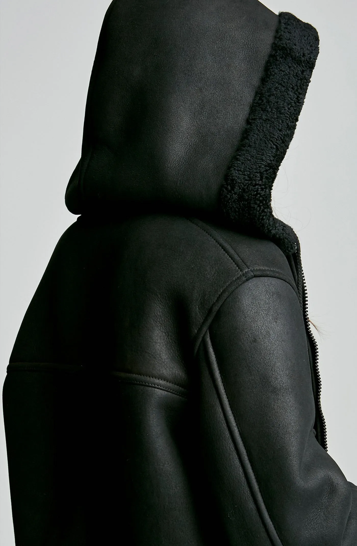 SHEARLING HOODED JACKET