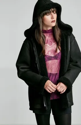 SHEARLING HOODED JACKET
