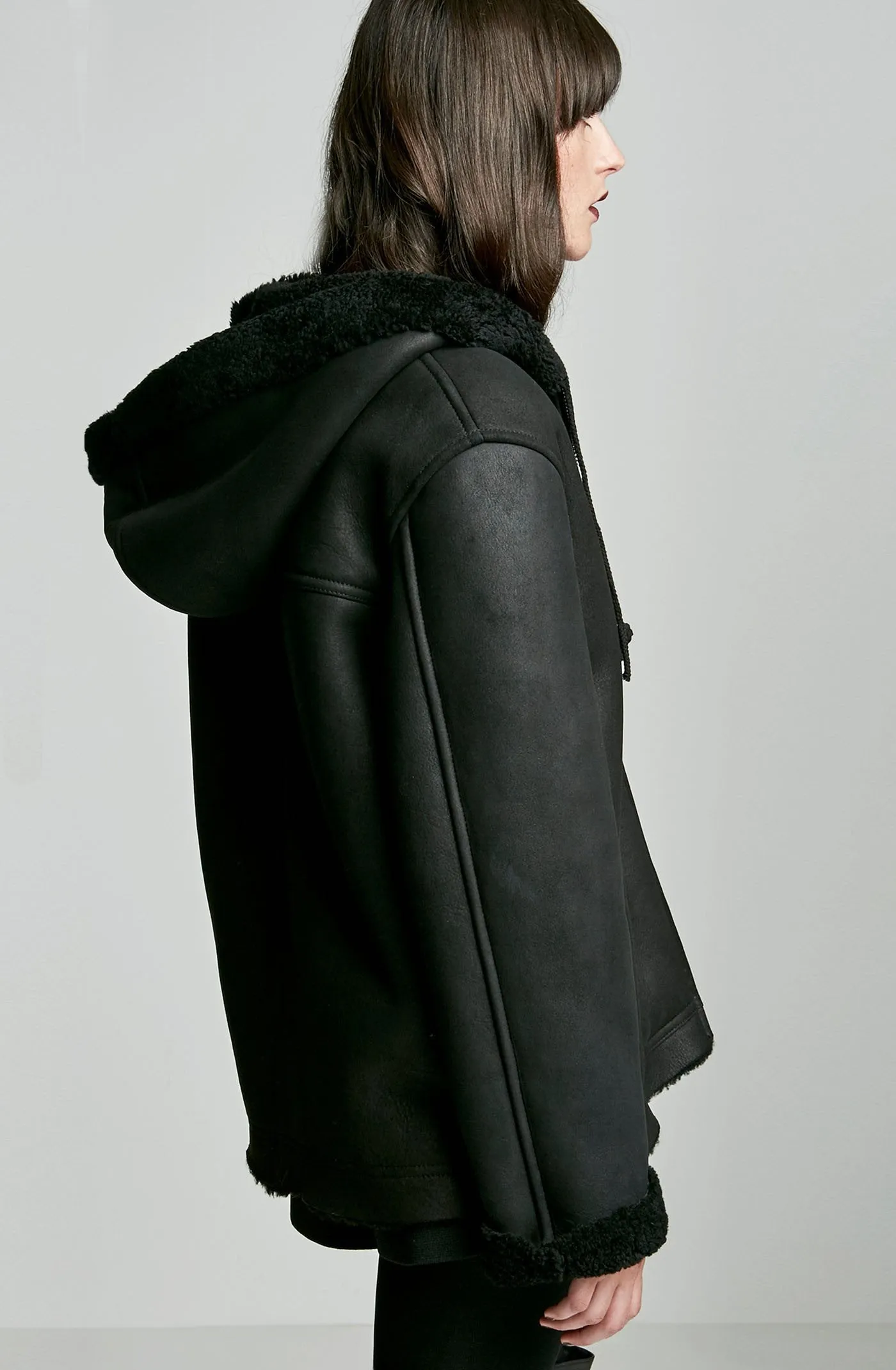 SHEARLING HOODED JACKET