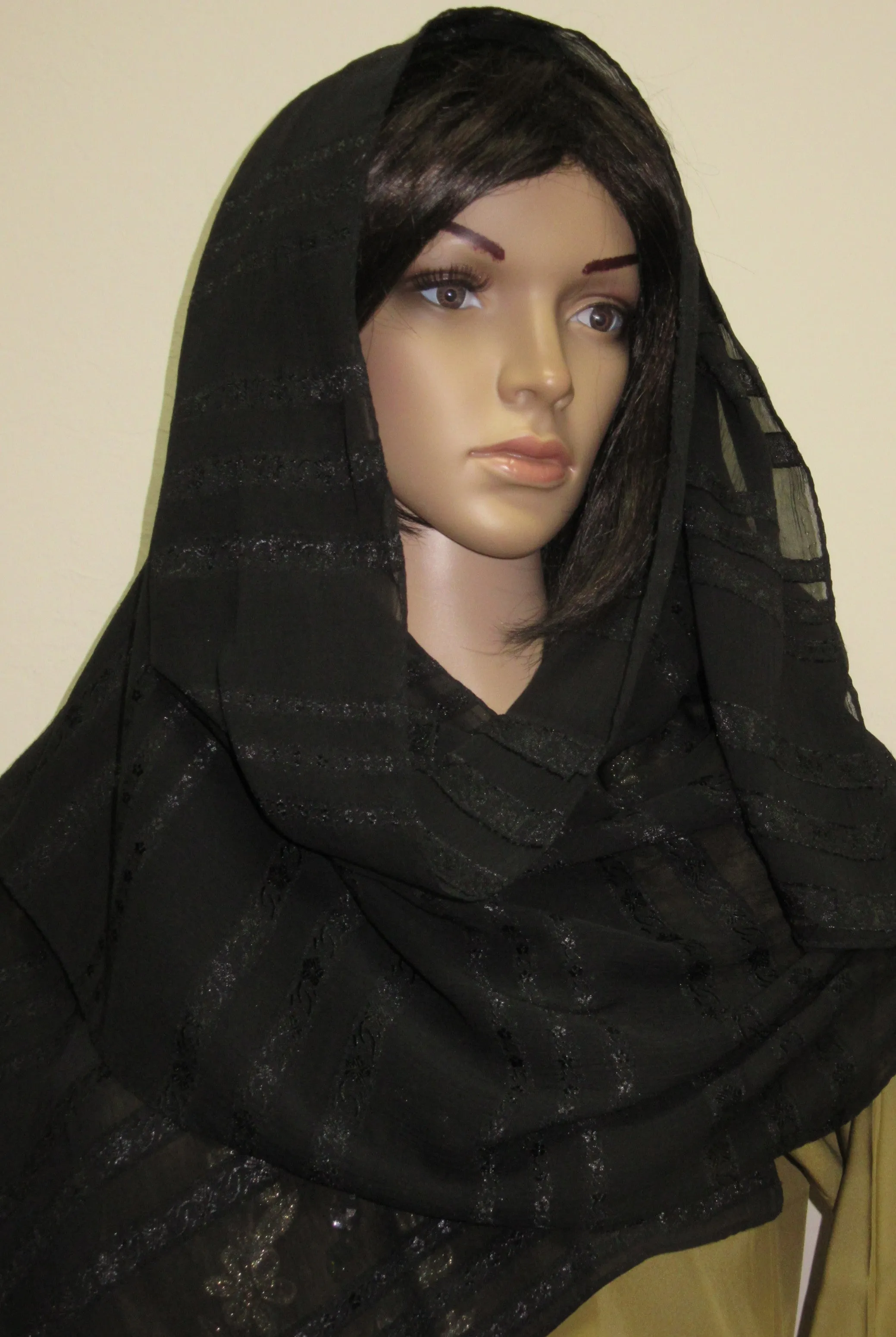 Sheela 8012 Black Georgette Sheela Dupatta Scarf Stole