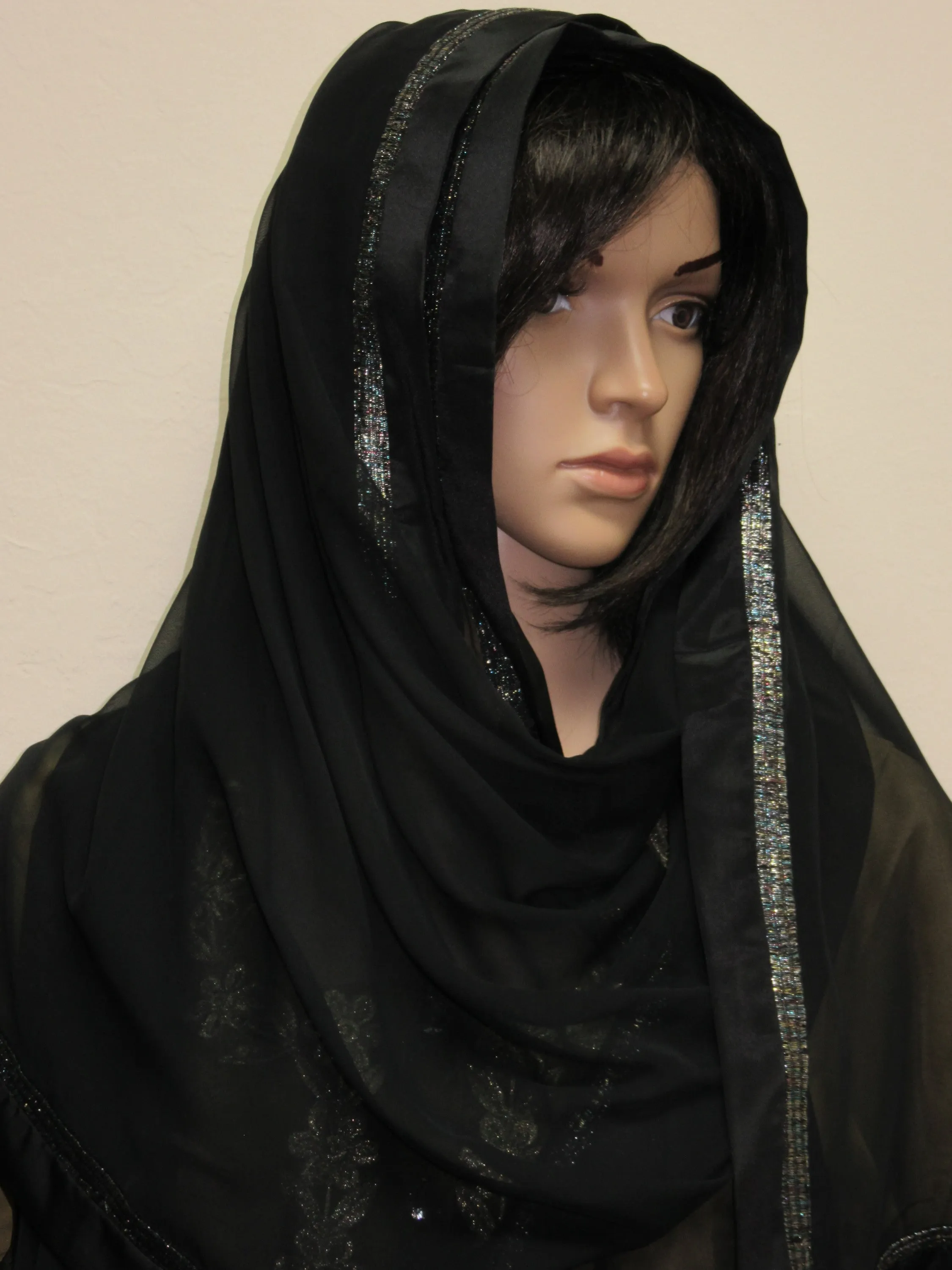 Sheela 8012 Black Georgette Sheela Dupatta Scarf Stole