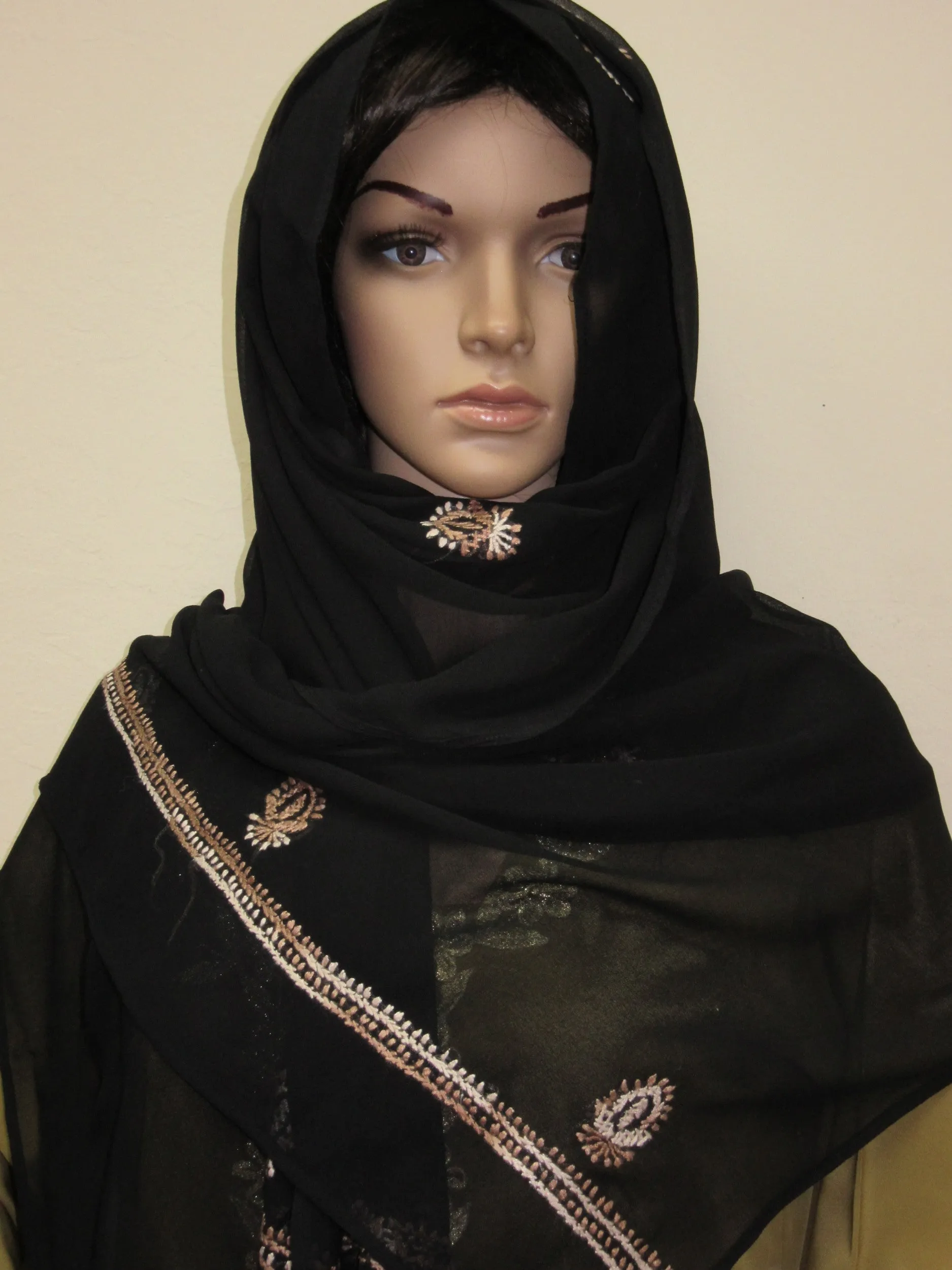 Sheela 8012 Black Georgette Sheela Dupatta Scarf Stole