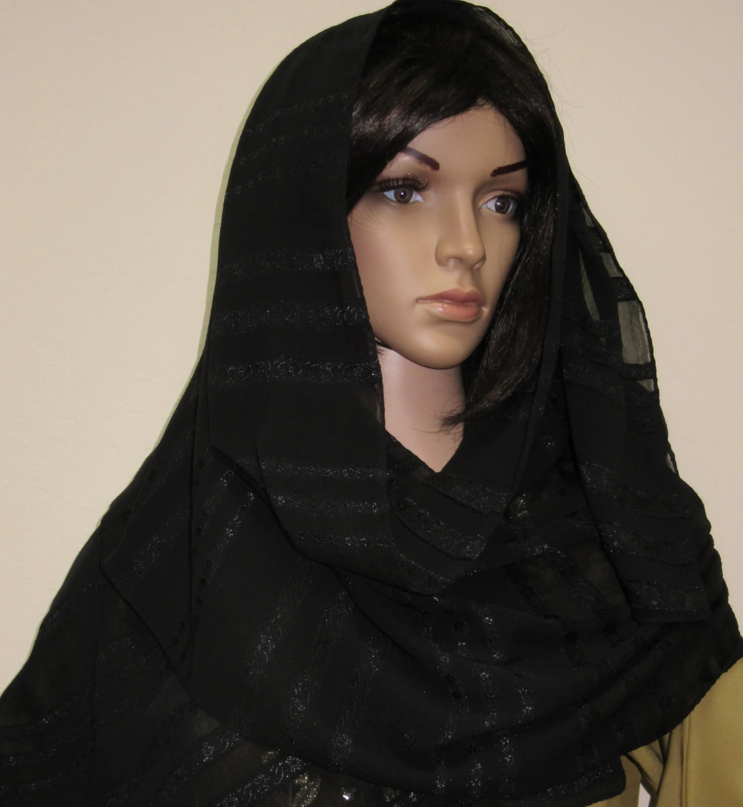 Sheela 8012 Black Georgette Sheela Dupatta Scarf Stole