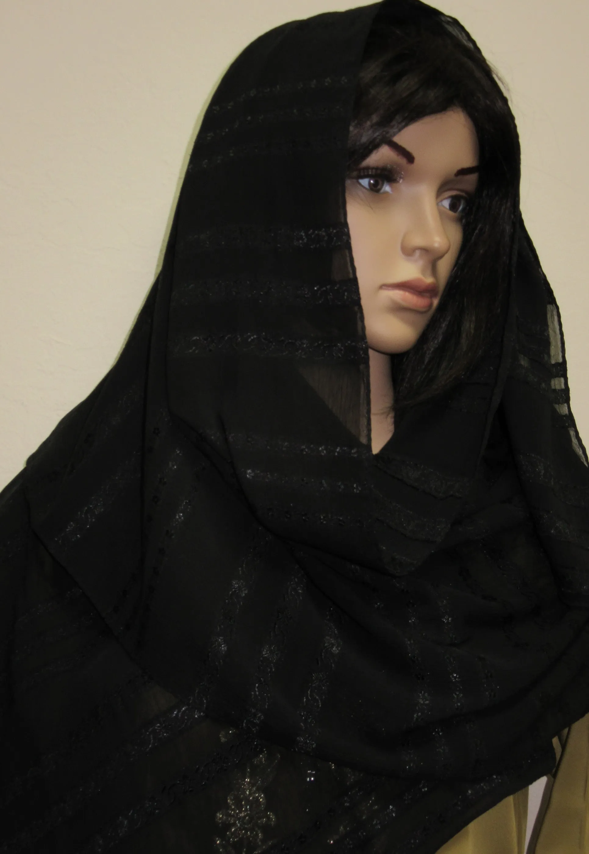 Sheela 8012 Black Georgette Sheela Dupatta Scarf Stole