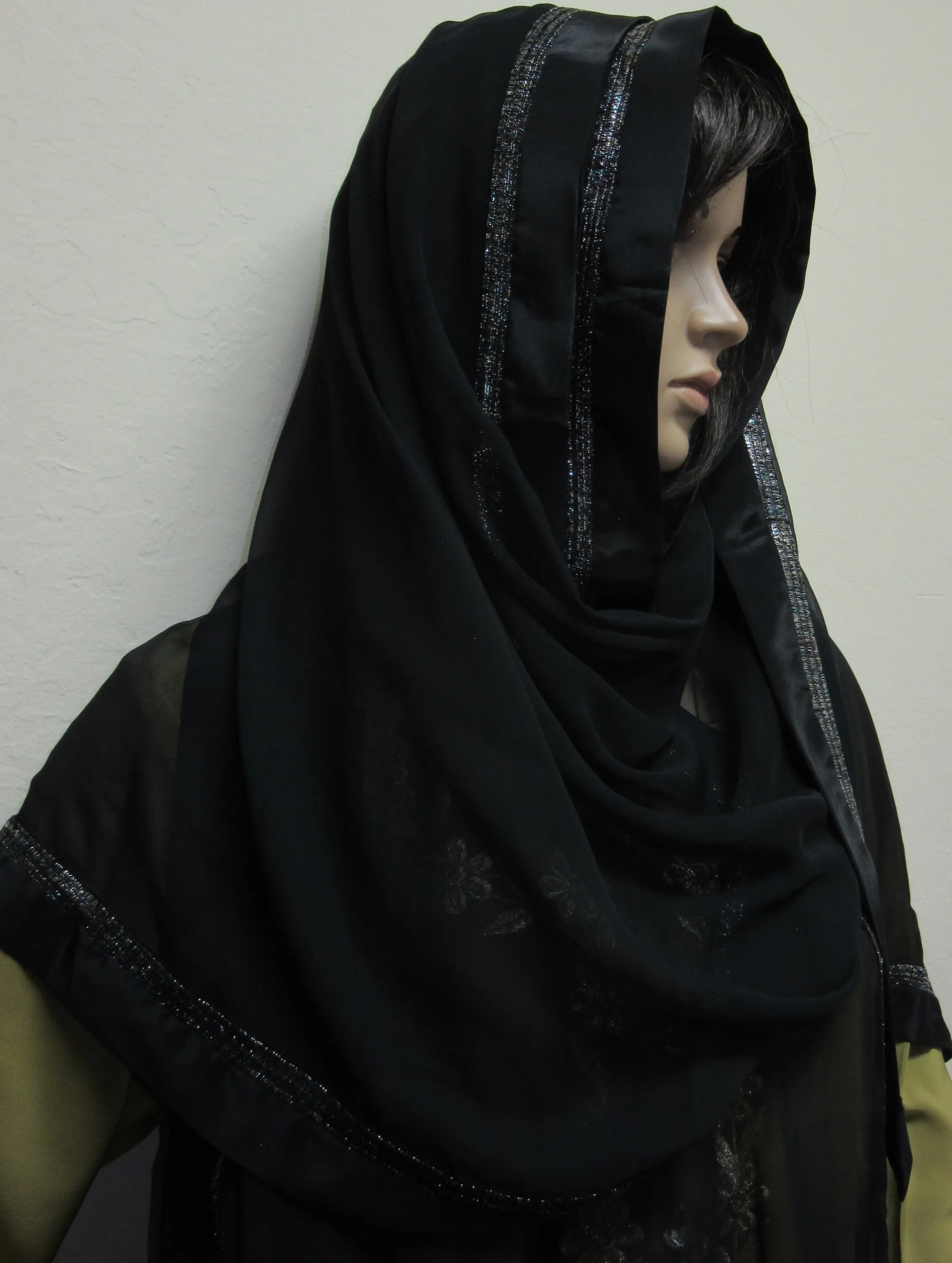 Sheela 8012 Black Georgette Sheela Dupatta Scarf Stole